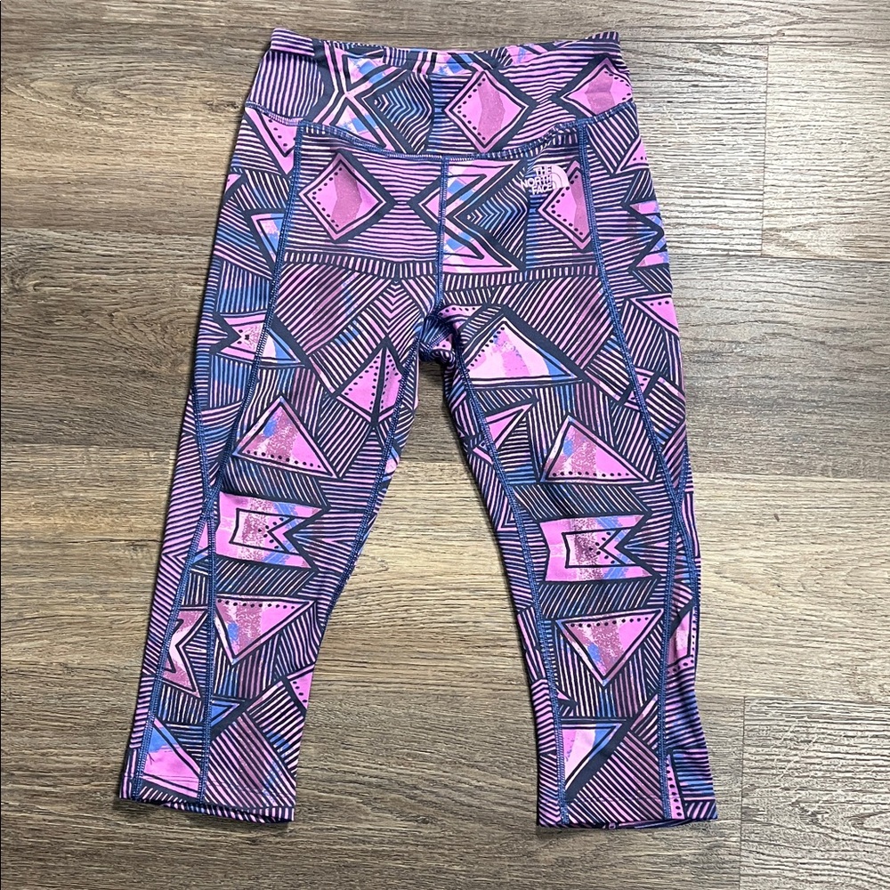 The North Face Pink and Purple Geometric Capri Athletic Leggings Size Small